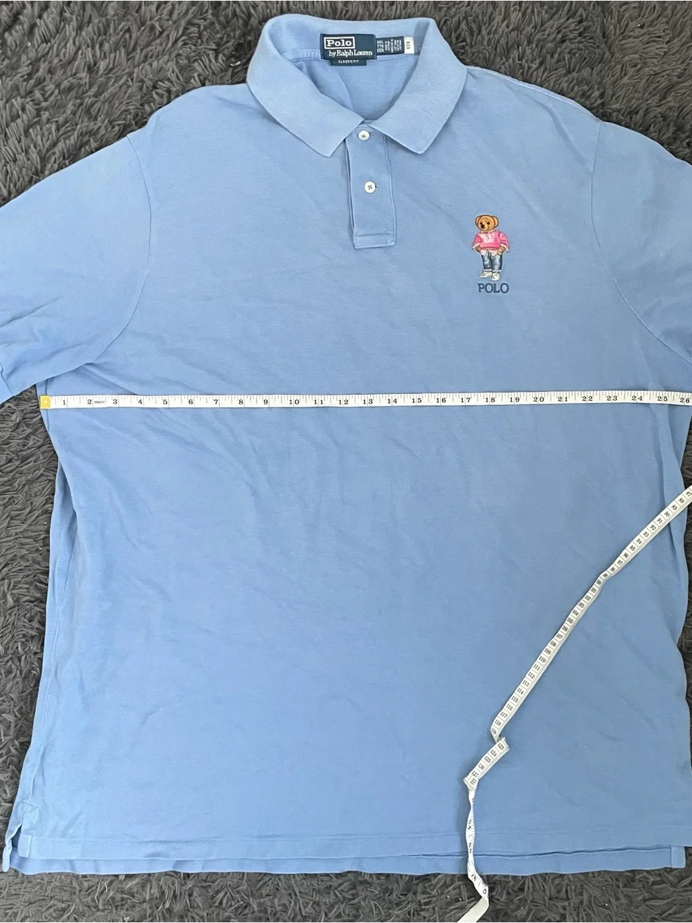 Men Size 2XL Ralph Lauren Big Blue Mesh Polo Bear Classic Fit Polo Shirt XXL